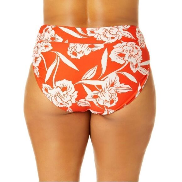 Women's Mid Rise Smocked Swim Bottoms Swimsuit Bathing Suit Hawaiian Size 3X - Picture 6 of 7